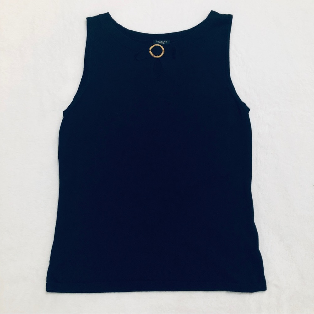GUC Talbots sleeveless black sweater shell w/ bow